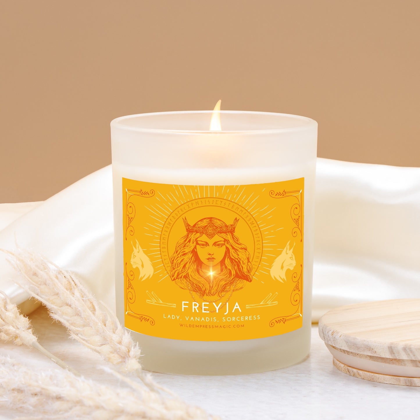 Freyja, Norse Goddess of Love and Magic 11oz Frosted Glass Candle