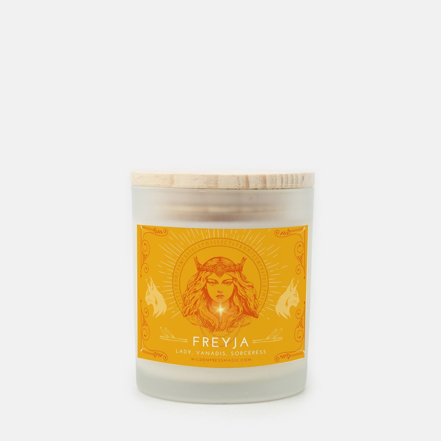 Freyja, Norse Goddess of Love and Magic 11oz Frosted Glass Candle