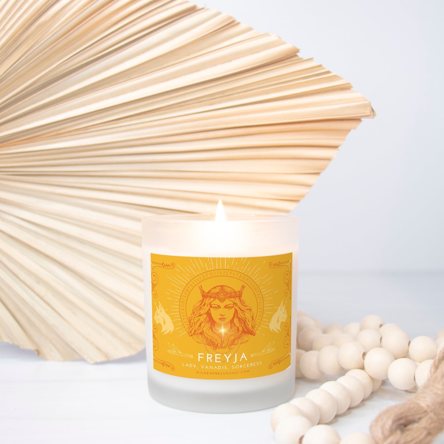 Freyja, Norse Goddess of Love and Magic 11oz Frosted Glass Candle