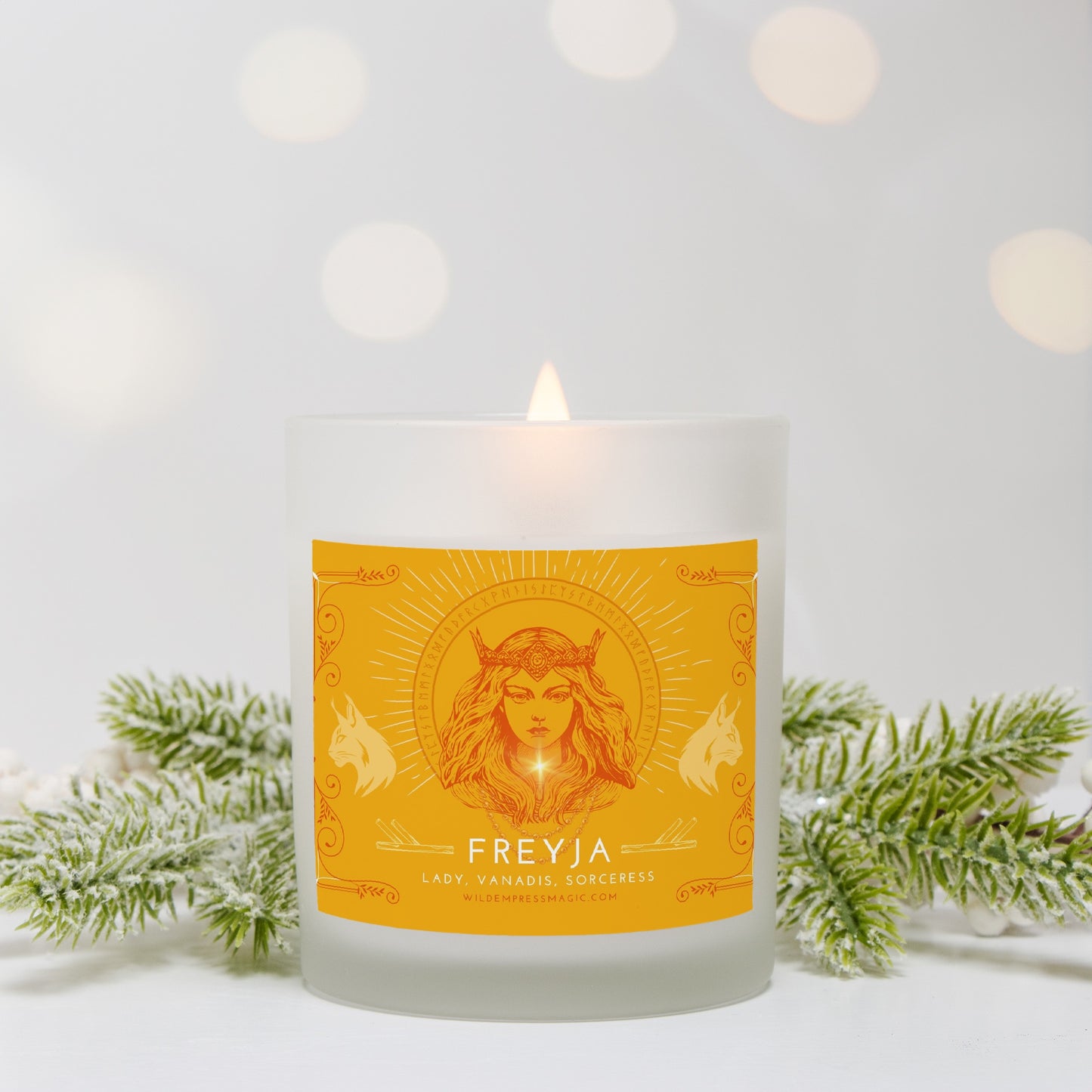Freyja, Norse Goddess of Love and Magic 11oz Frosted Glass Candle