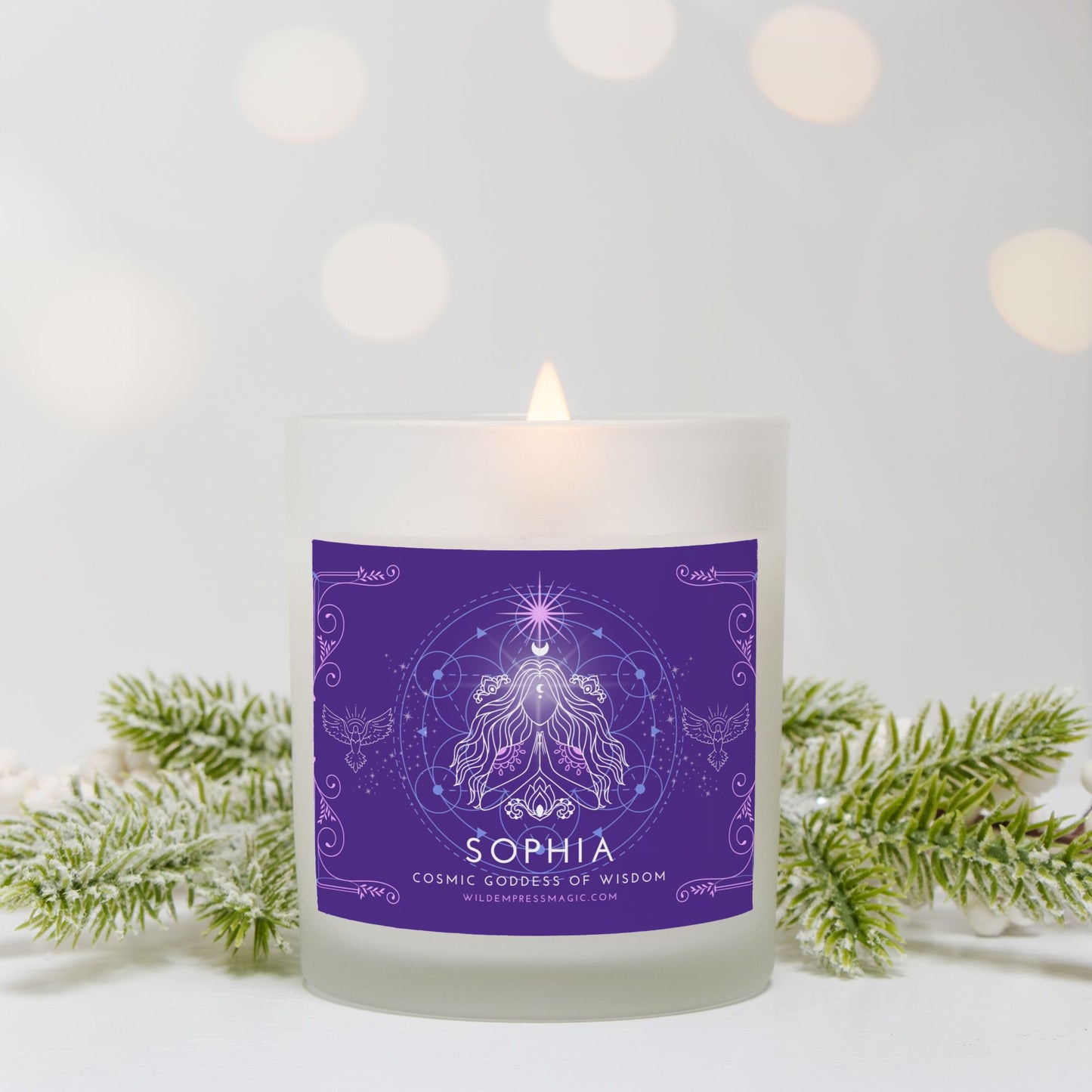 Sophia, Goddess of Wisdom 11oz Frosted Glass Candle