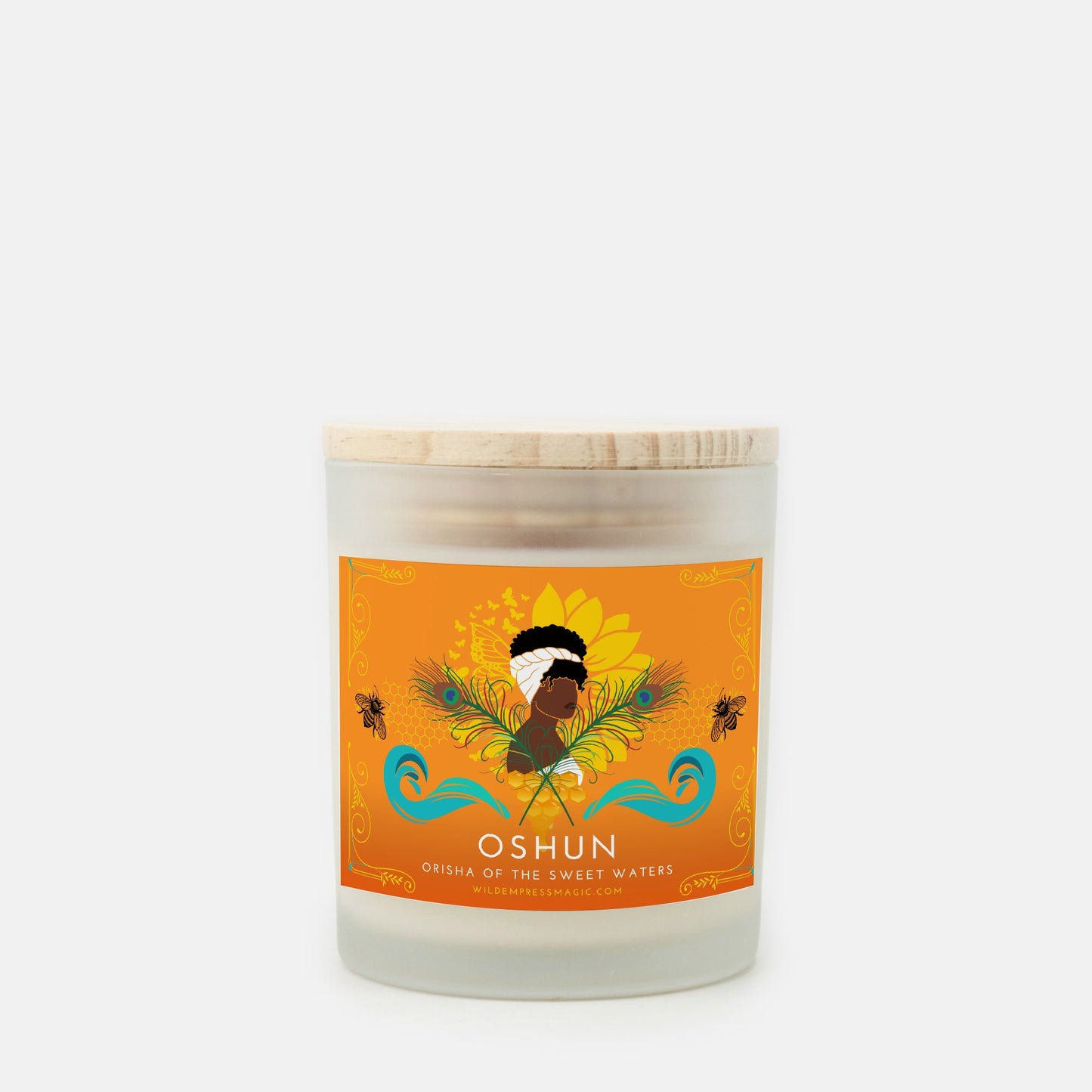 Oshun, Orisha of the Sweet Waters 11oz Frosted Glass Candle