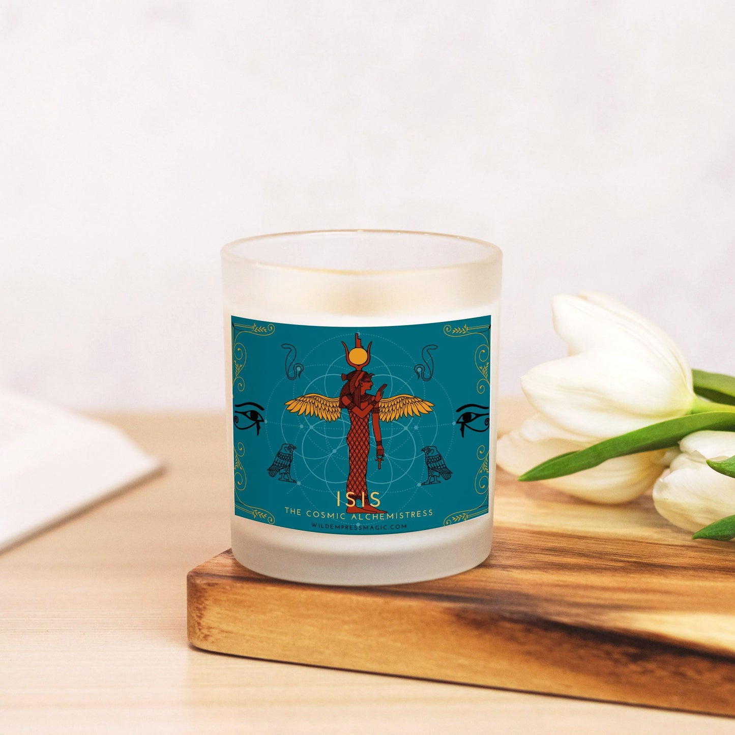 Isis, Egyptian Goddess of Magic 11oz Frosted Glass Candle