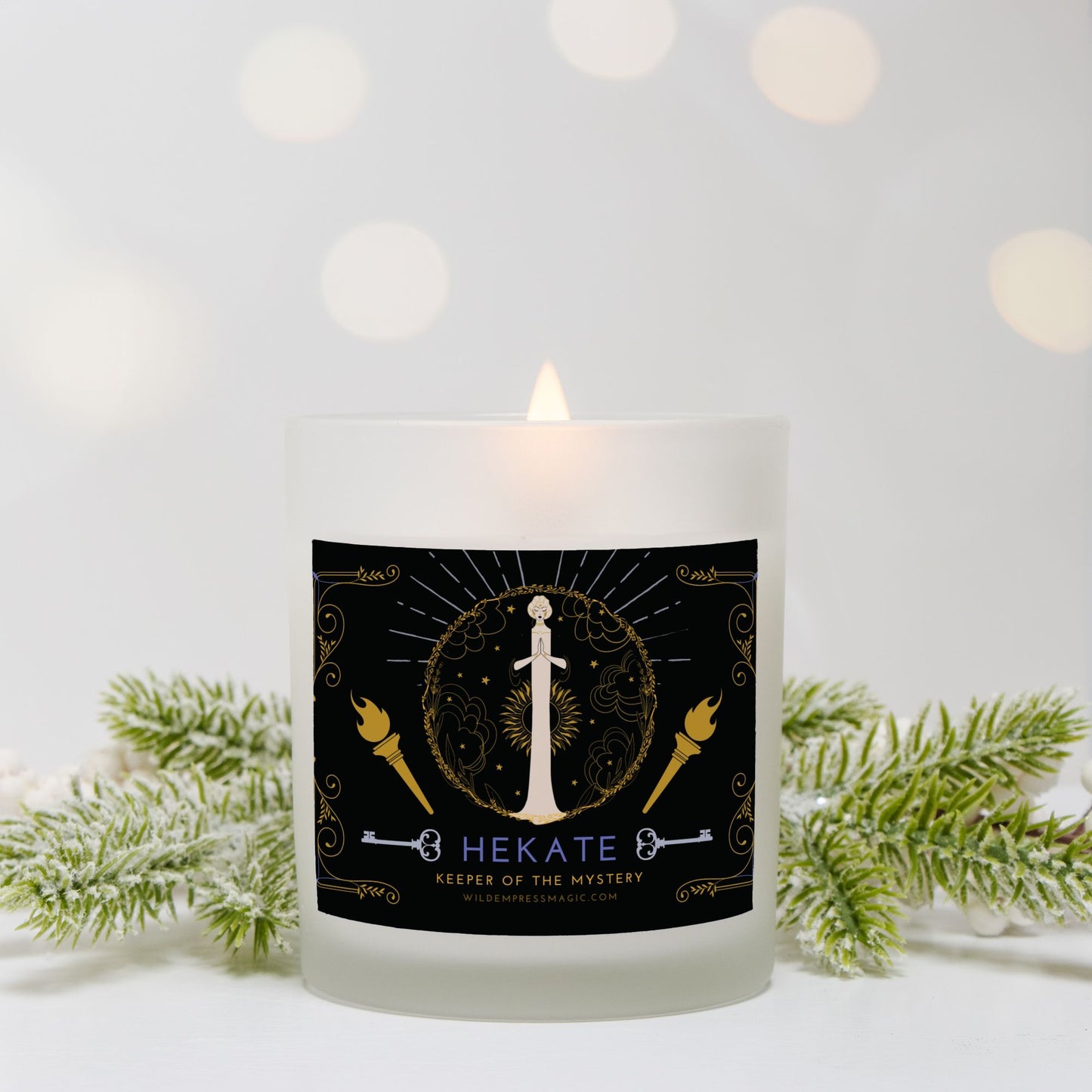 Hekate, Keeper of the Mystery 11oz Frosted Glass Candle