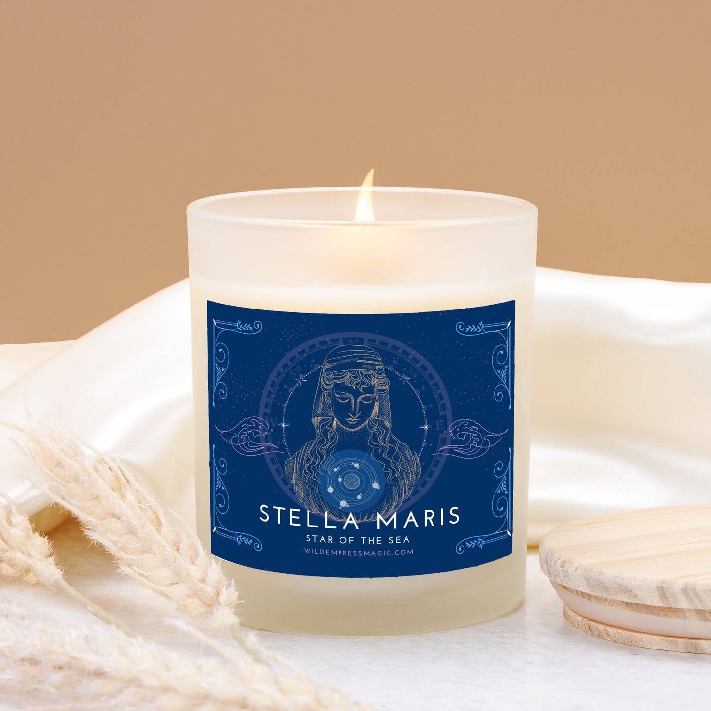 Stella Maris, Star of the Sea 11oz Frosted Glass Candle