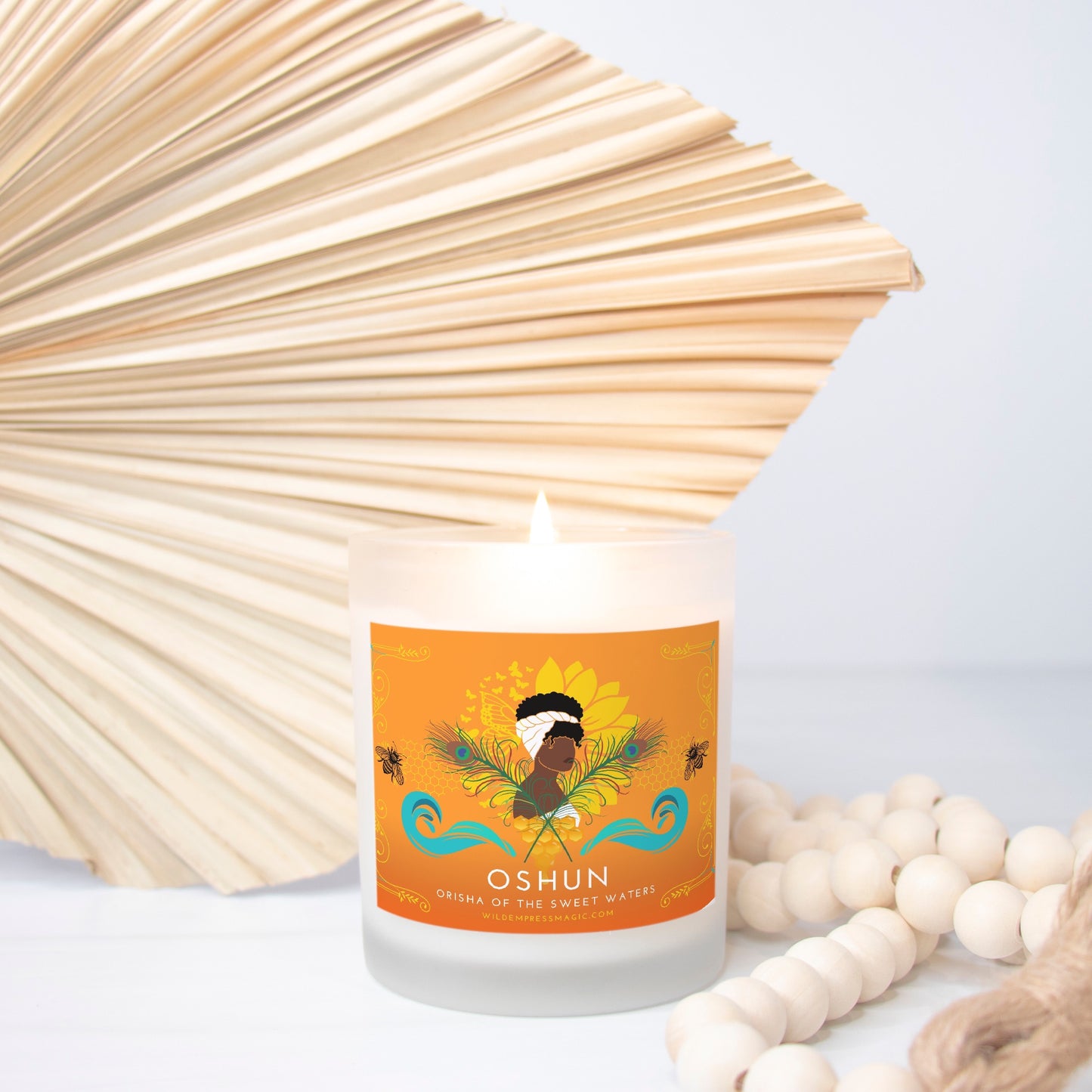 Oshun, Orisha of the Sweet Waters 11oz Frosted Glass Candle