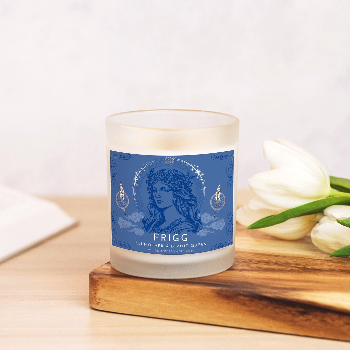 Frigg, Norse Goddess of Marriage and Divine Queen 11oz Frosted Glass Candle