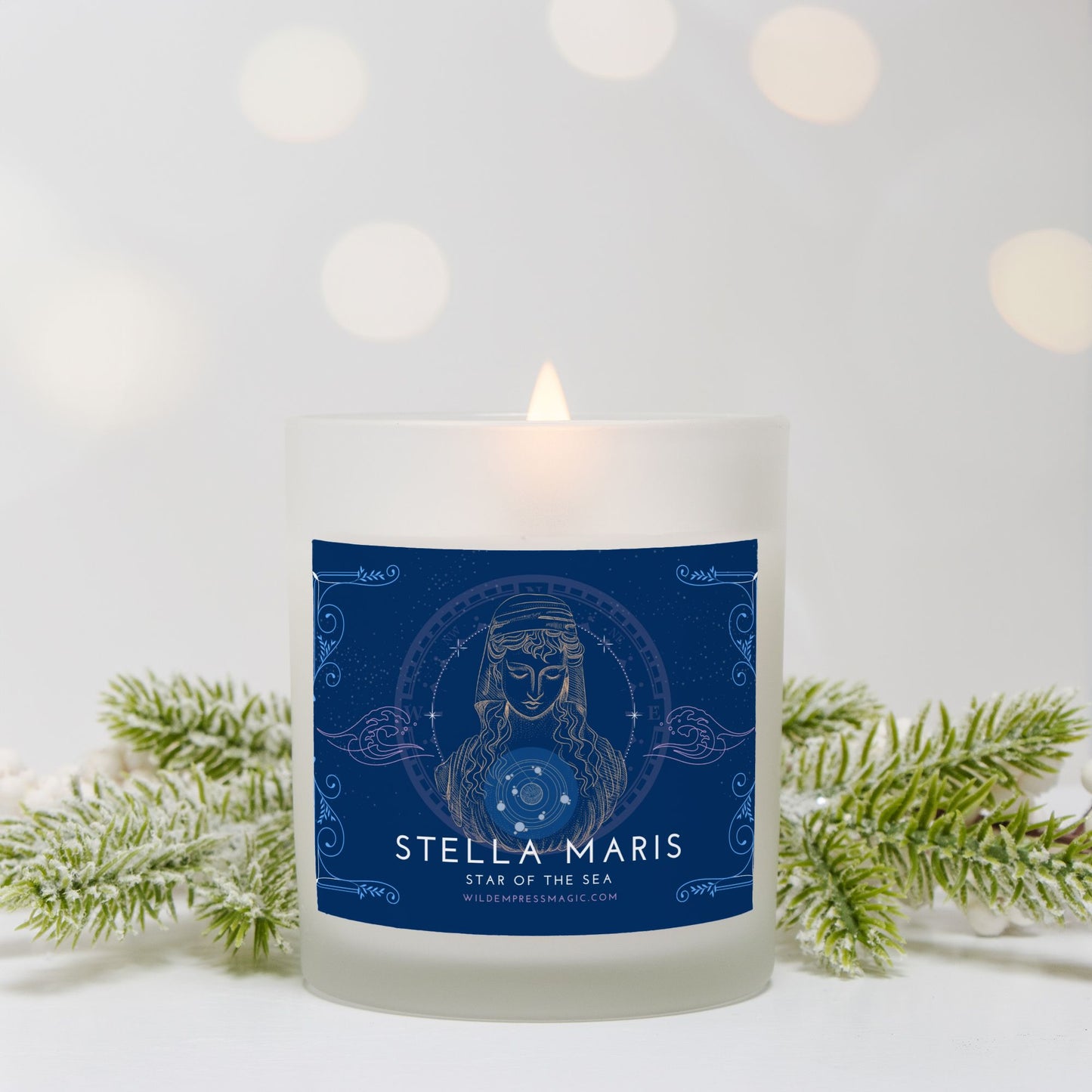 Stella Maris, Star of the Sea 11oz Frosted Glass Candle