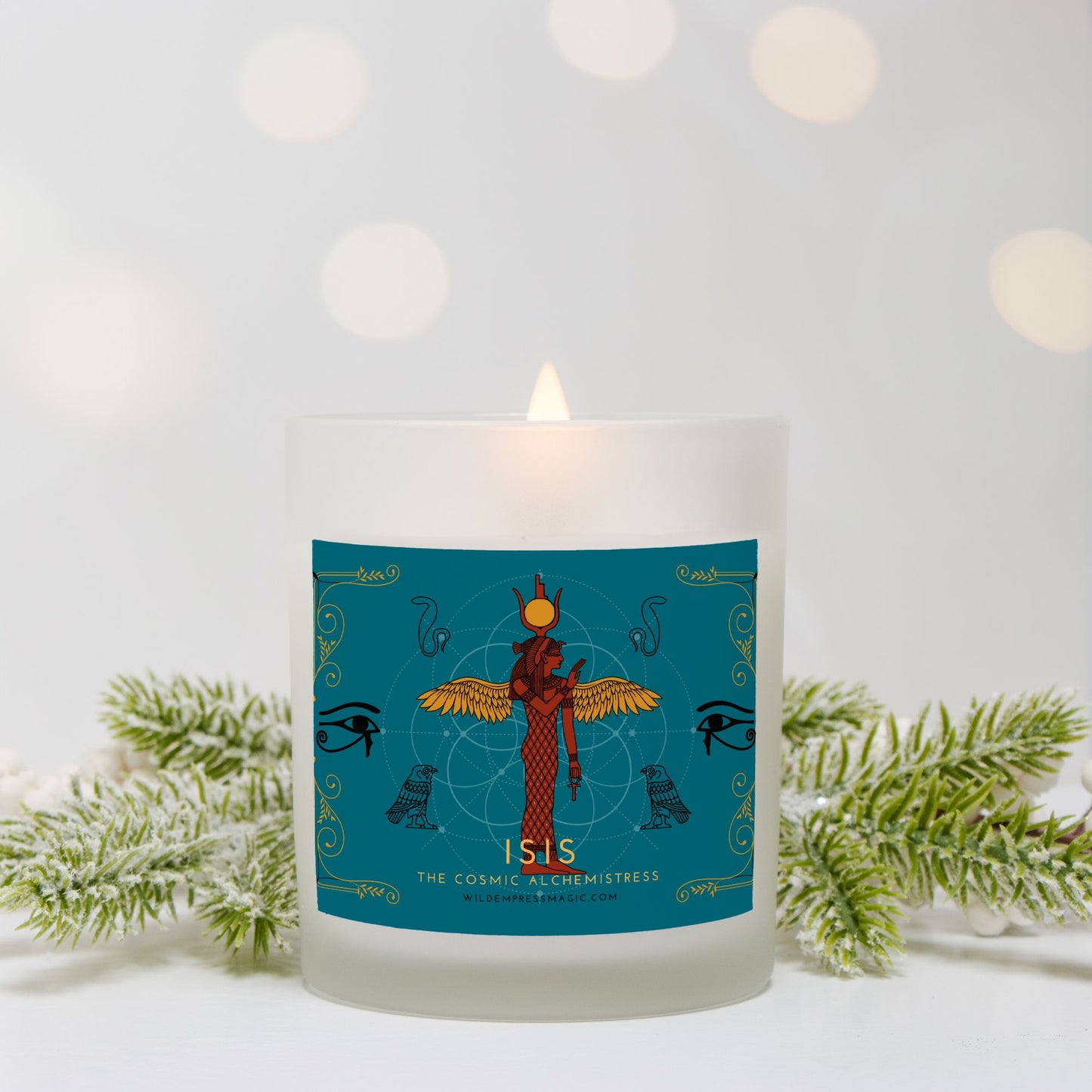 Isis, Egyptian Goddess of Magic 11oz Frosted Glass Candle