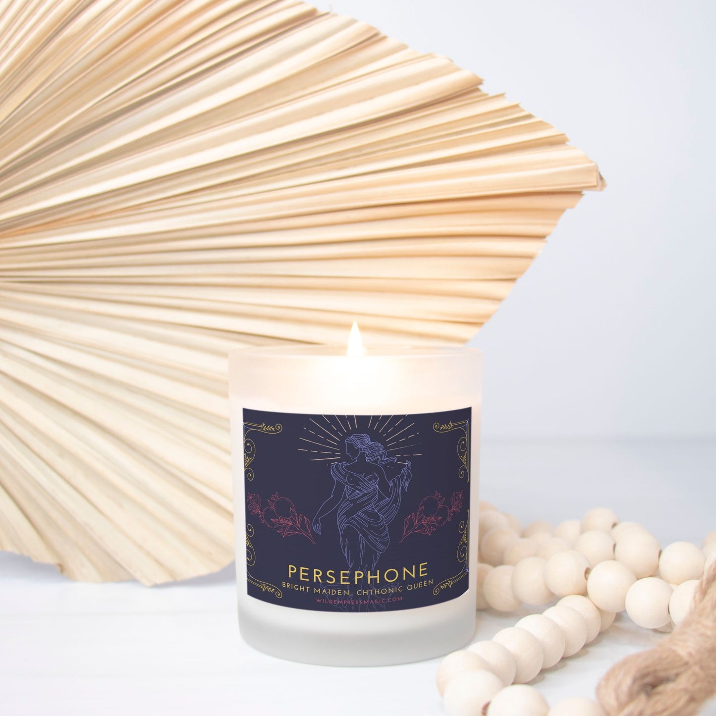 Persephone, Queen of the Underworld 11oz Frosted Glass Candle