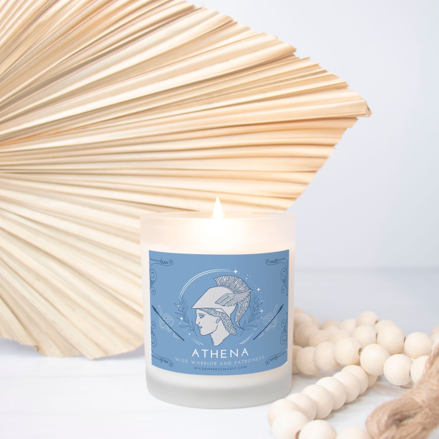 Athena, Greek Goddess of Wisdom and War 11oz Frosted Glass Candle