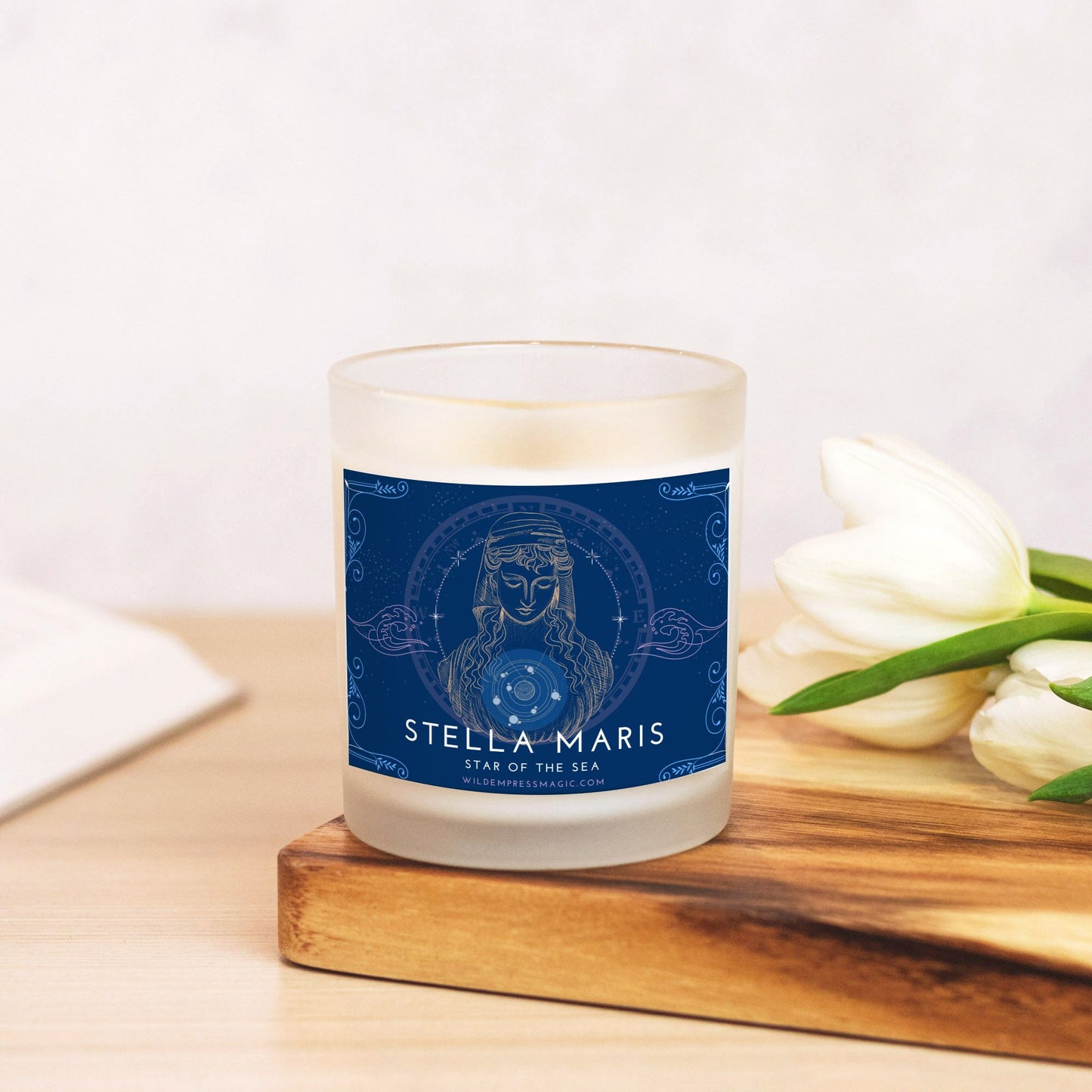 Stella Maris, Star of the Sea 11oz Frosted Glass Candle