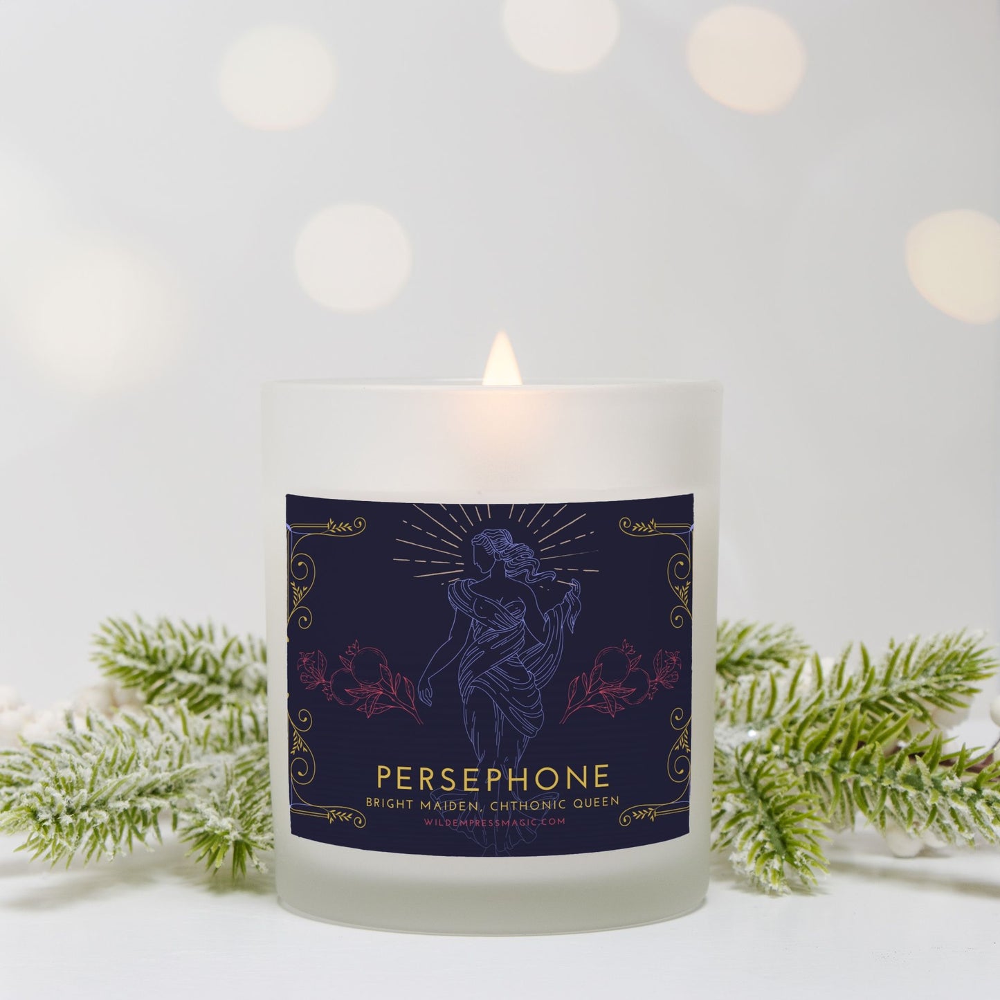 Persephone, Queen of the Underworld 11oz Frosted Glass Candle