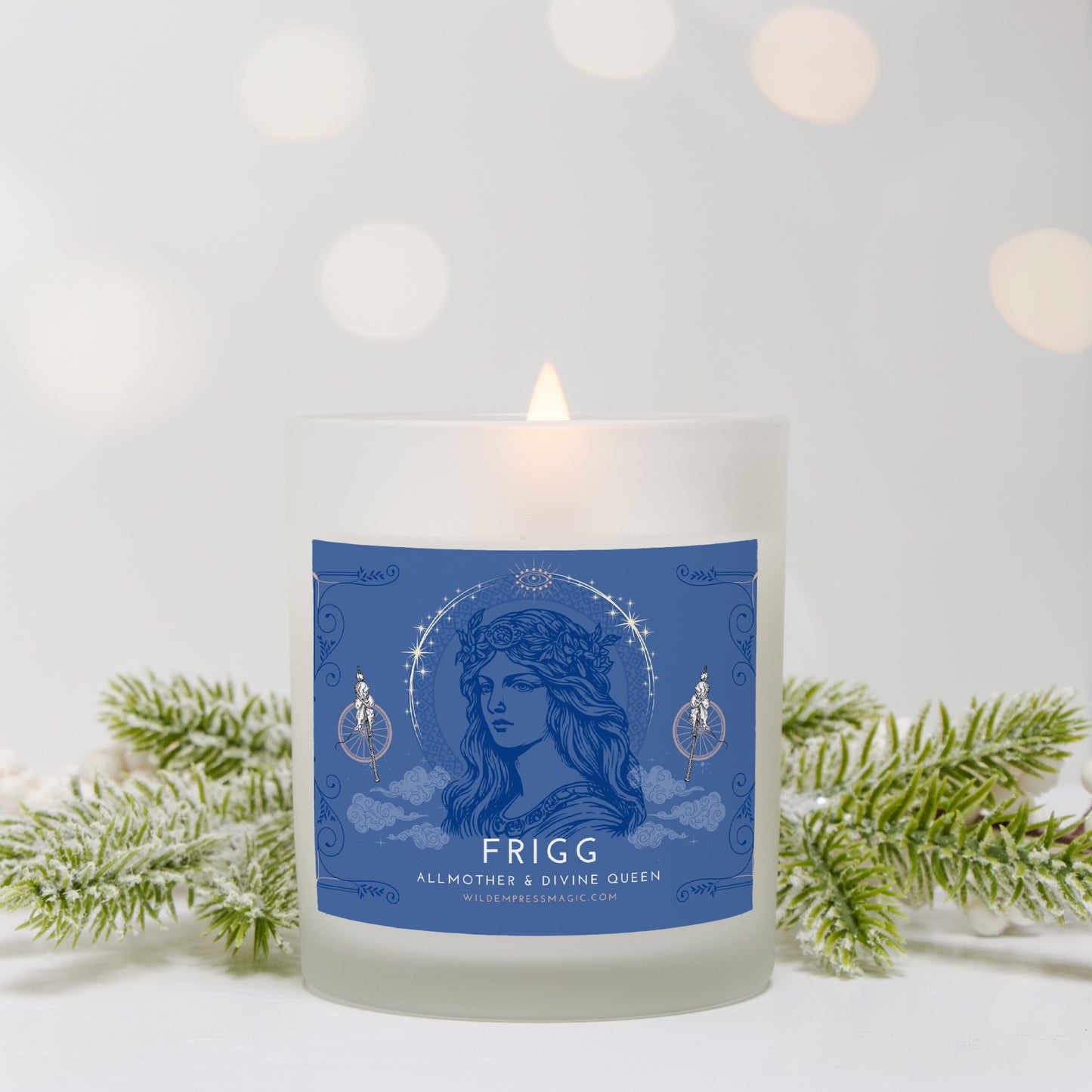 Frigg, Norse Goddess of Marriage and Divine Queen 11oz Frosted Glass Candle