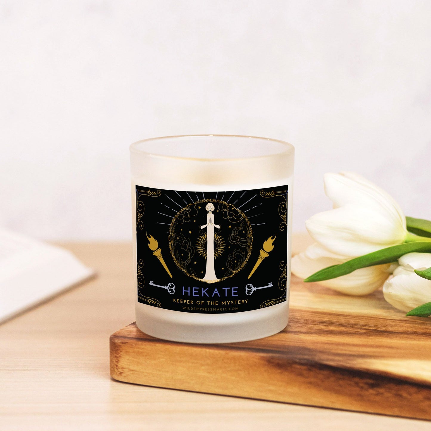 Hekate, Keeper of the Mystery 11oz Frosted Glass Candle