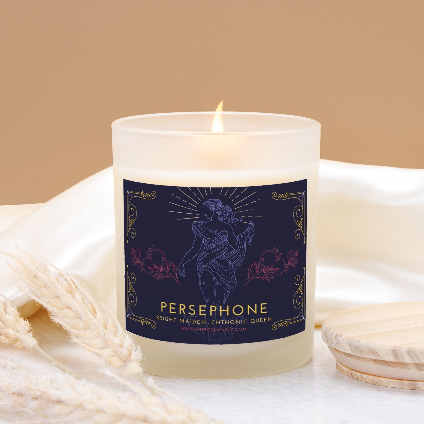 Persephone, Queen of the Underworld 11oz Frosted Glass Candle