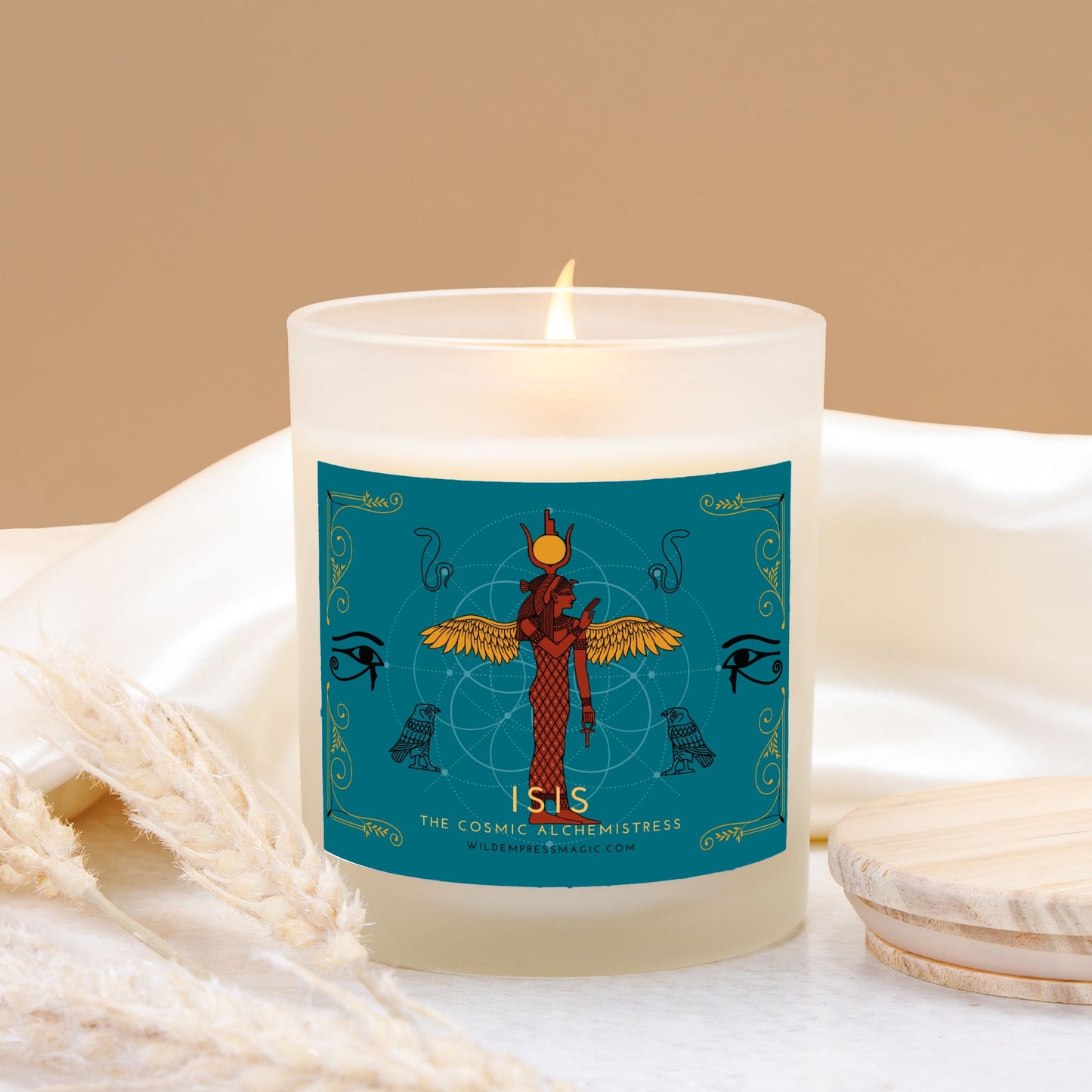 Isis, Egyptian Goddess of Magic 11oz Frosted Glass Candle