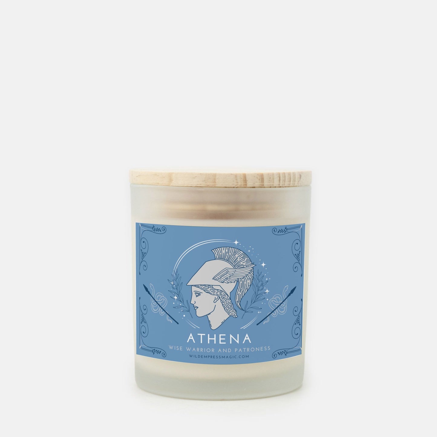 Athena, Greek Goddess of Wisdom and War 11oz Frosted Glass Candle