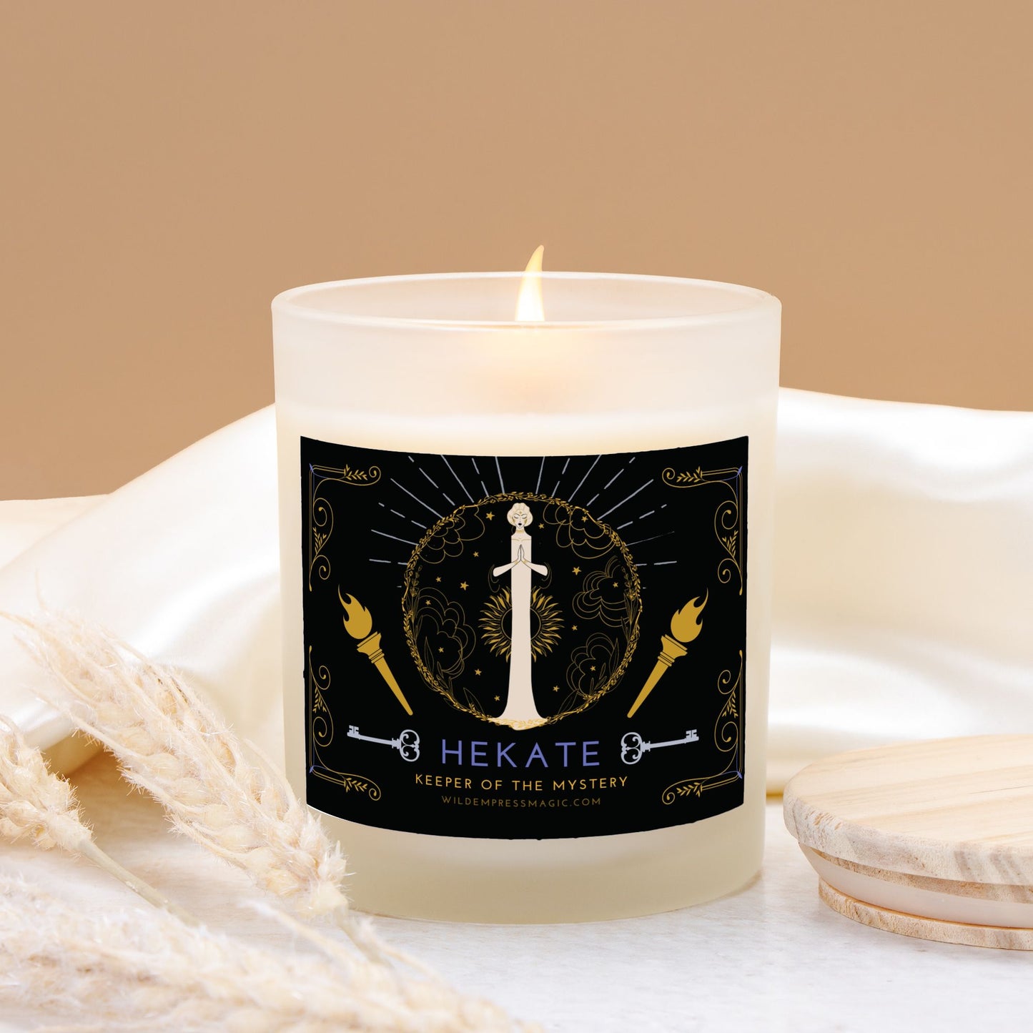 Hekate, Keeper of the Mystery 11oz Frosted Glass Candle