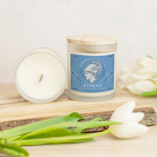 Load image into Gallery viewer, Athena, Greek Goddess of Wisdom and War 11oz Frosted Glass Candle
