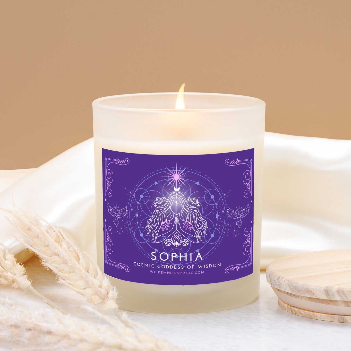 Sophia, Goddess of Wisdom 11oz Frosted Glass Candle