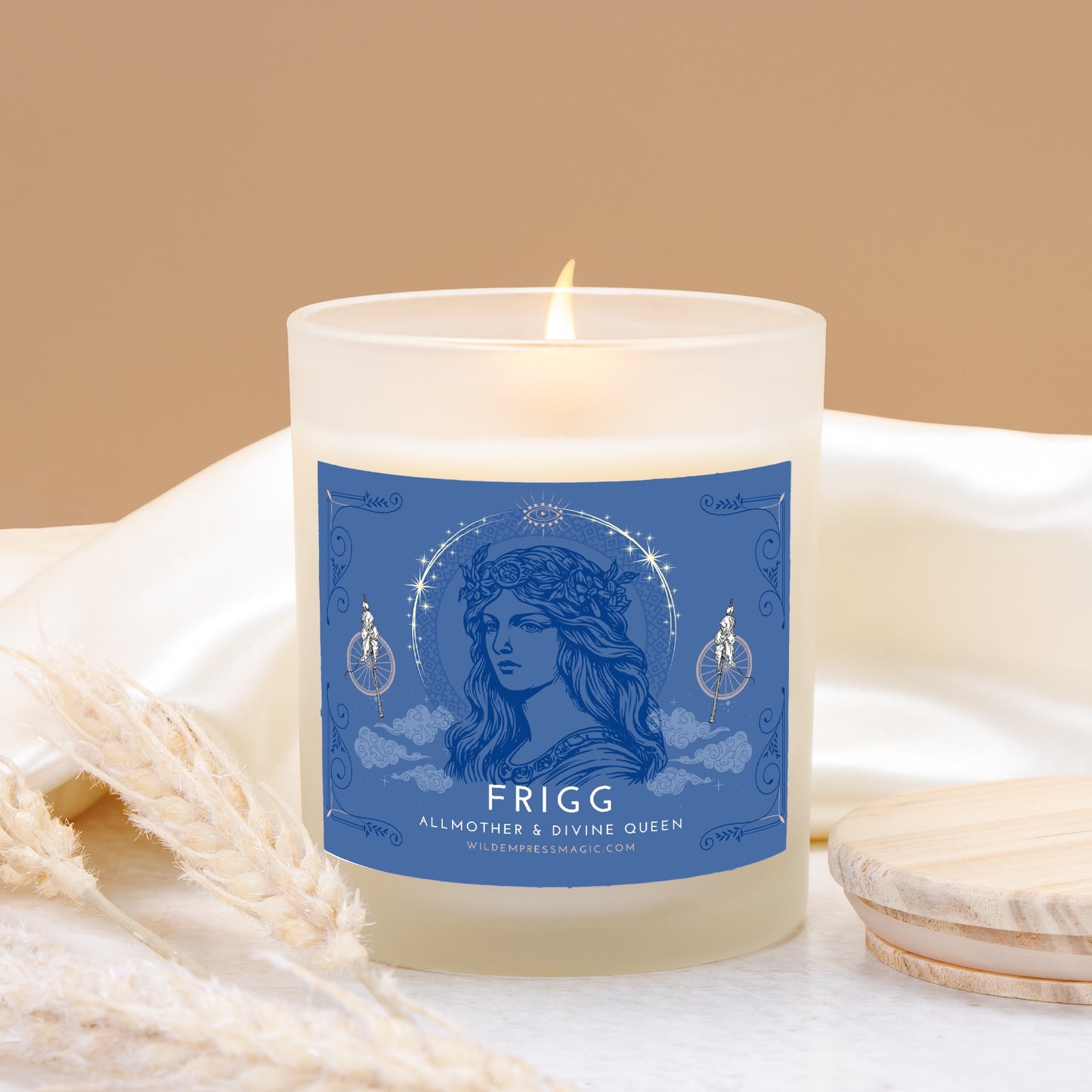 Frigg, Norse Goddess of Marriage and Divine Queen 11oz Frosted Glass Candle